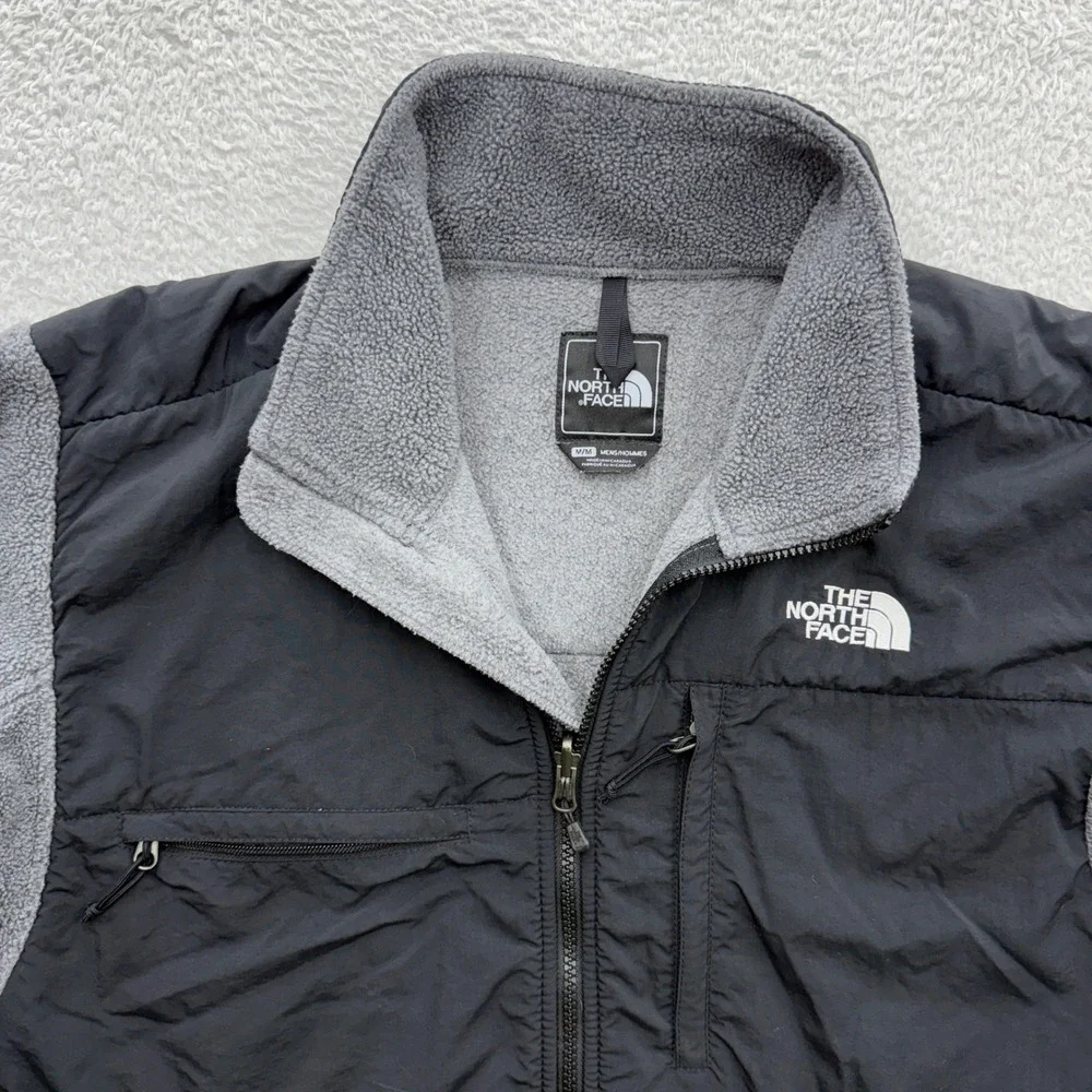 The North Face Denali Polartec Fleece Jacket Mens Medium Grey Black Colorblock